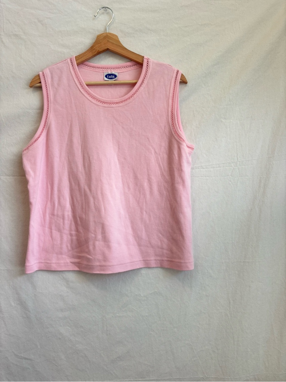 Tabi Pastel Pink Crochet-Trim Sleeveless Tank - Picture 3 of 3